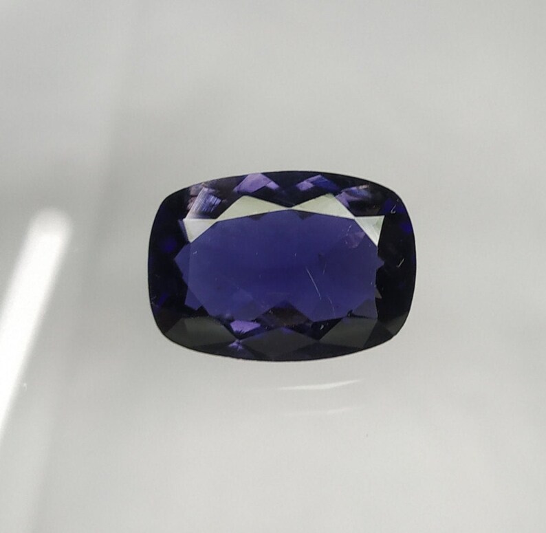 violet blue colour Iolite cushion gemstone Natural Iolite faceted Cushion shape loose gemstone 3.10 carat 8.5\u00d711.7\u00d75 mm VVS quality AAA