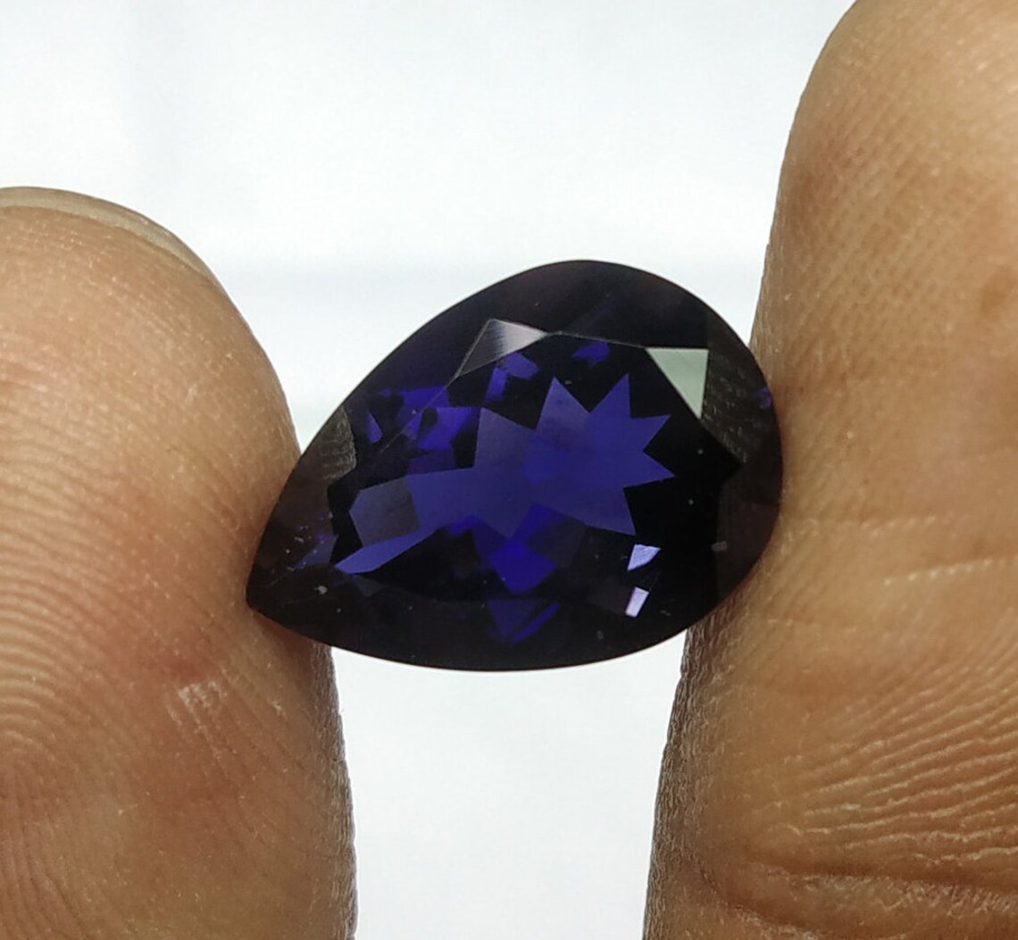 Natural Iolite Faceted Pear Shape Loose Gemstone 4.50 Cts Etsy