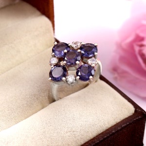 Iolite silver ring. 925 sterling silver ring. Gift for her.Iolite ring for women.Birthday ring.Iolite round cut Ring.Blue iolite silver ring