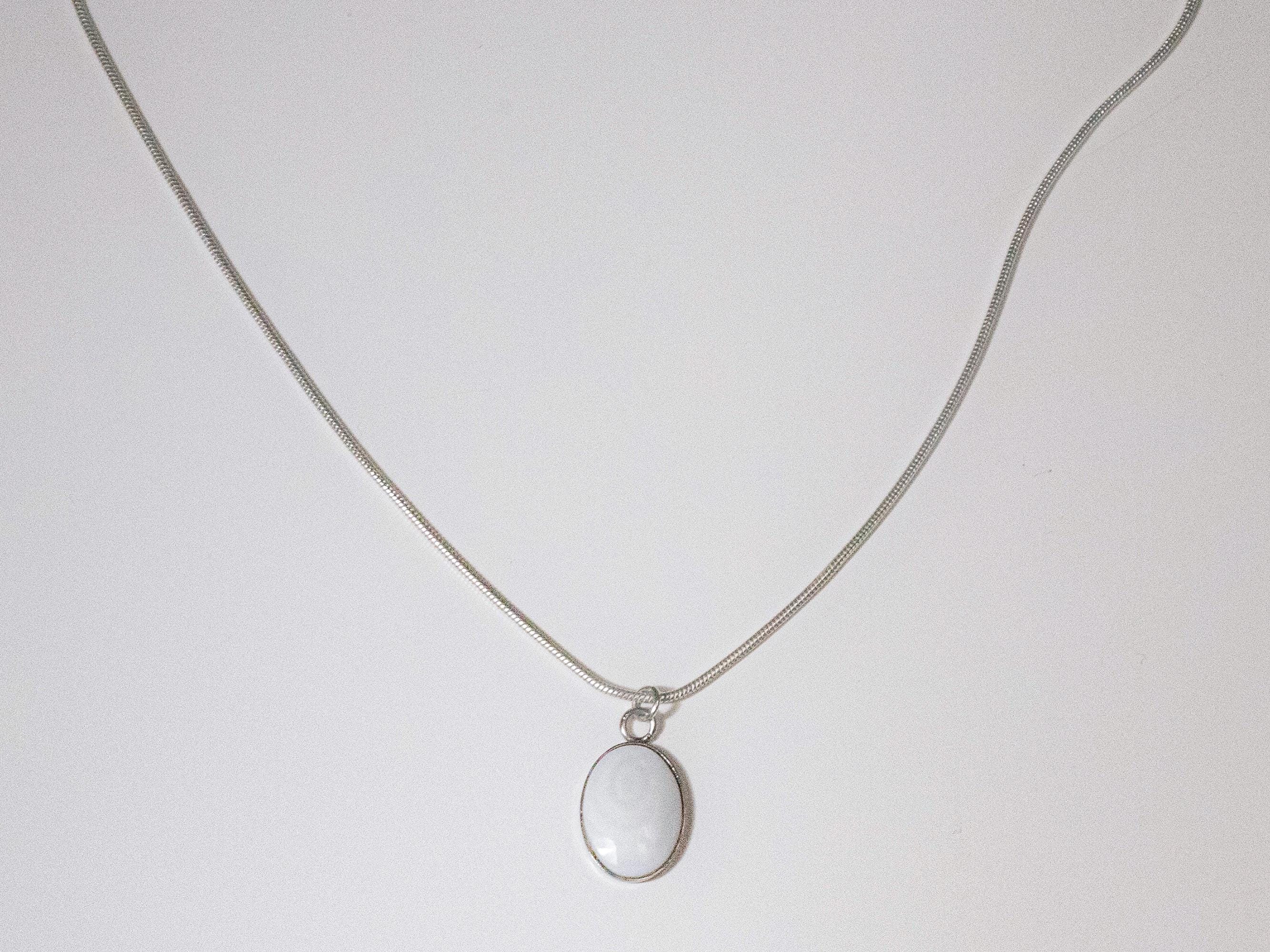 ◆VINTAGE HOLLYWOOD◆ 925 Silver Pearl Chain NecklaceVH25NNN Sterling Silver 925 Vintage Blue Pearl Necklace 19