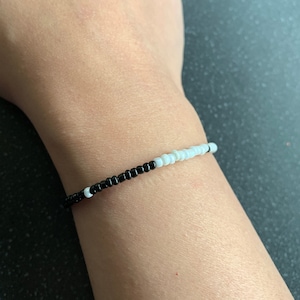 Yin and Yang Commitment and Love Intention Tie Bracelet for Soulmate, Twin Flame, Relationship Intention Black and White