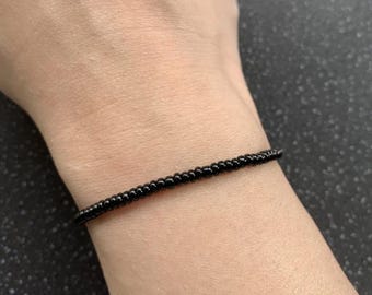 Black M Removal Intention Protection Manifesting Tie Bracelet Black Cotton Thread Tie Bracelet for Ridding Evil Bad Energy