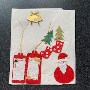 Handgeschöpftes Papier Geschenk Set und Tags Verzierungen für Dekoration, Scrapbooking, Journalling, Planung Santa, Bäume, Glocken