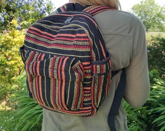 Multicolour Mini Rainbow Backpack | Festival Travelling Day Backpacks | Small Size | Bright Colourful Funky Hippy