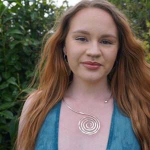 Godin Spiraal Ketting | Choker Halsring Zilveren Sieraden | Tribal Rituele Godin Koningin | Geestelijke | Priesteres Female Empowerment
