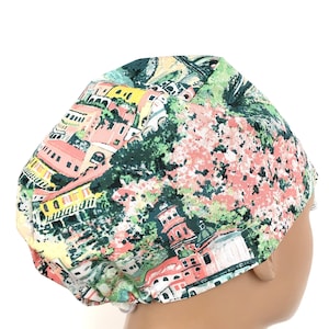 Italian Coast Euro Scrub Cap/Womens Scrub Cap/Or Hat/Surgical Hat/Chef Vet Chemo Hat/Er Peds Trauma Hat