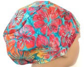 Hibiscus Womens Euro Style Scrub Hat Scrub Cap Surgical Hat VetChemo Chef Hat L D ICU CCU ER Trauma Hat