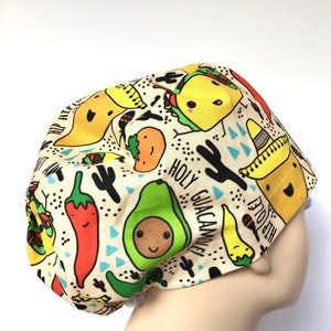 Taco Time Euro Scrub Cap/Womens Scrub Cap/Or Hat/Surgical Hat/Chef Vet Chemo Hat/Er Peds Trauma Hat