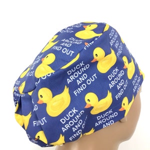 Duck Around Euro Scrub Cap/Womens Scrub Cap/Or Hat/Surgical Hat/Chef Vet Chemo Hat/Er Peds Trauma Hat