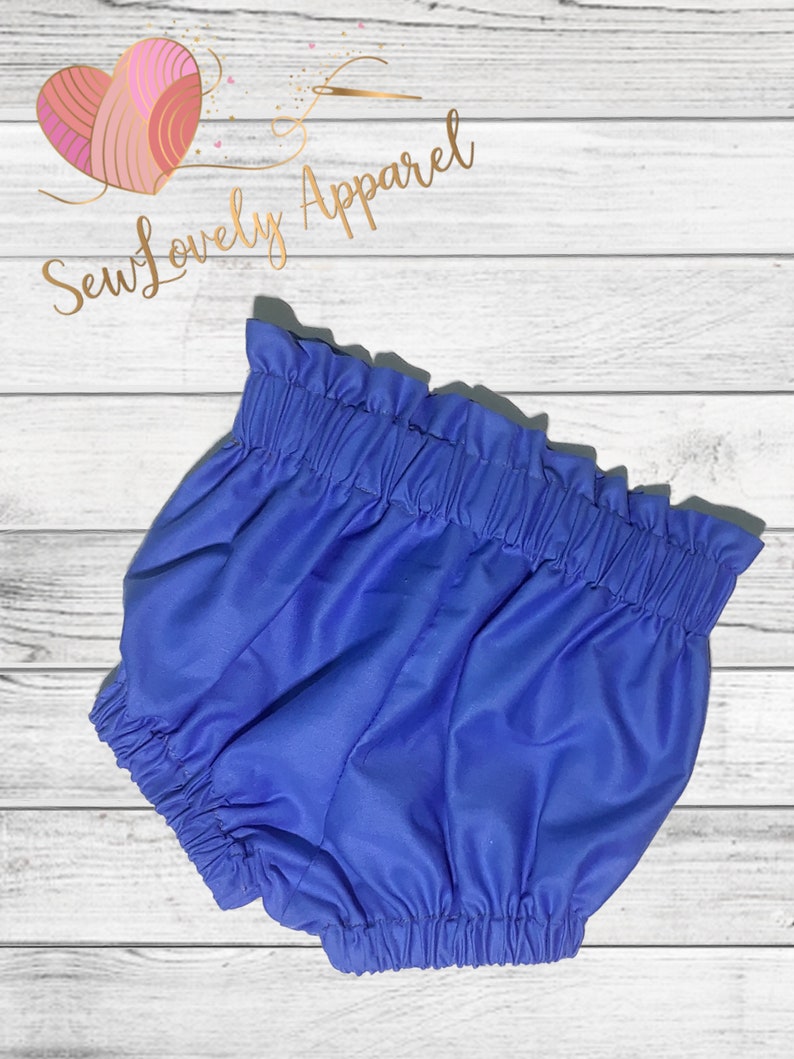 Diaper Cover Toddler Bloomers Spring Bloomers Infant Bloomers Royal Blue High Waist Baby Bloomers with Matching Headband