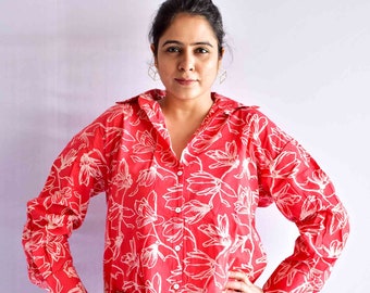 Scarlet - Printed Cotton oversized Shirt