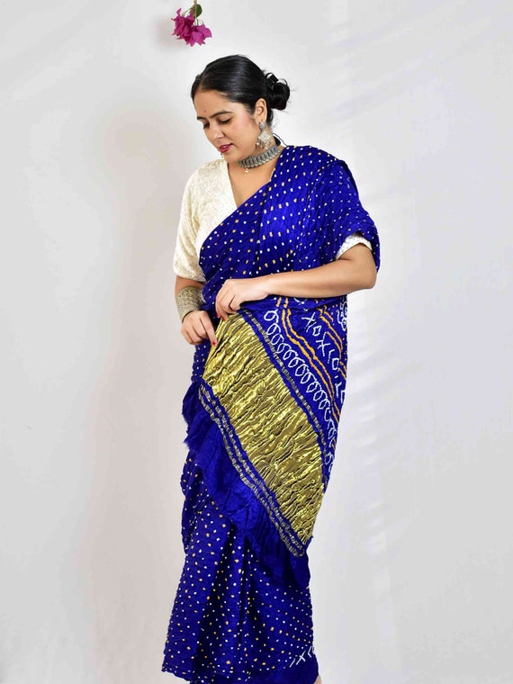 Navy Blue Color Bharti Bandhej Georgette Bandhani Saree – Sankalp The  Bandhej Shoppe