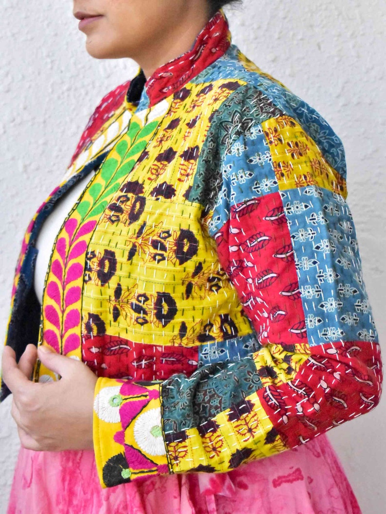 hand embroidered patchwork Reversible jacket.