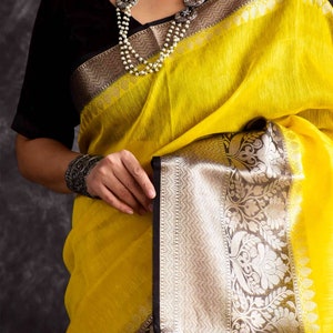 Kanha Linen zari Saree image 2