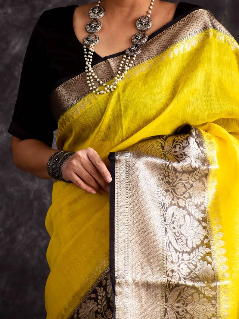 Kanha Linen zari Saree image 2