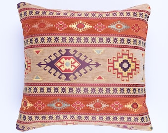 Funda de almohada Funda de almohada Kilim turco persa marroquí boho 14x14 16x16 20x20 Misma tela en ambos lados Todos los tamaños disponibles