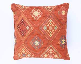 Funda de almohada Funda de almohada Kilim Naranja turco marroquí persa boho 14x14 16x16 20x20 La misma tela en ambos lados Todos los tamaños disponibles