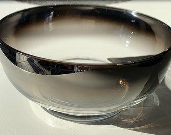 1 Queens Luster MCM Roly Poly silver fade glass bowl, small bowl, nut bowl, bar ware, mid century, elegant dining, glassware, wedding gift