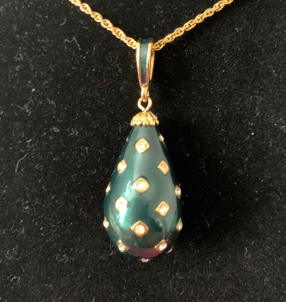 Joan Rivers Swarovski crystal and green enamel Fab