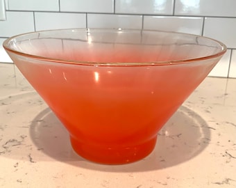 Vintage mid century red salad bowl by Blendo, 50s, 60s, snack bowl, chip bowl,  red ombre, decorative dish, retro, glass serving ware