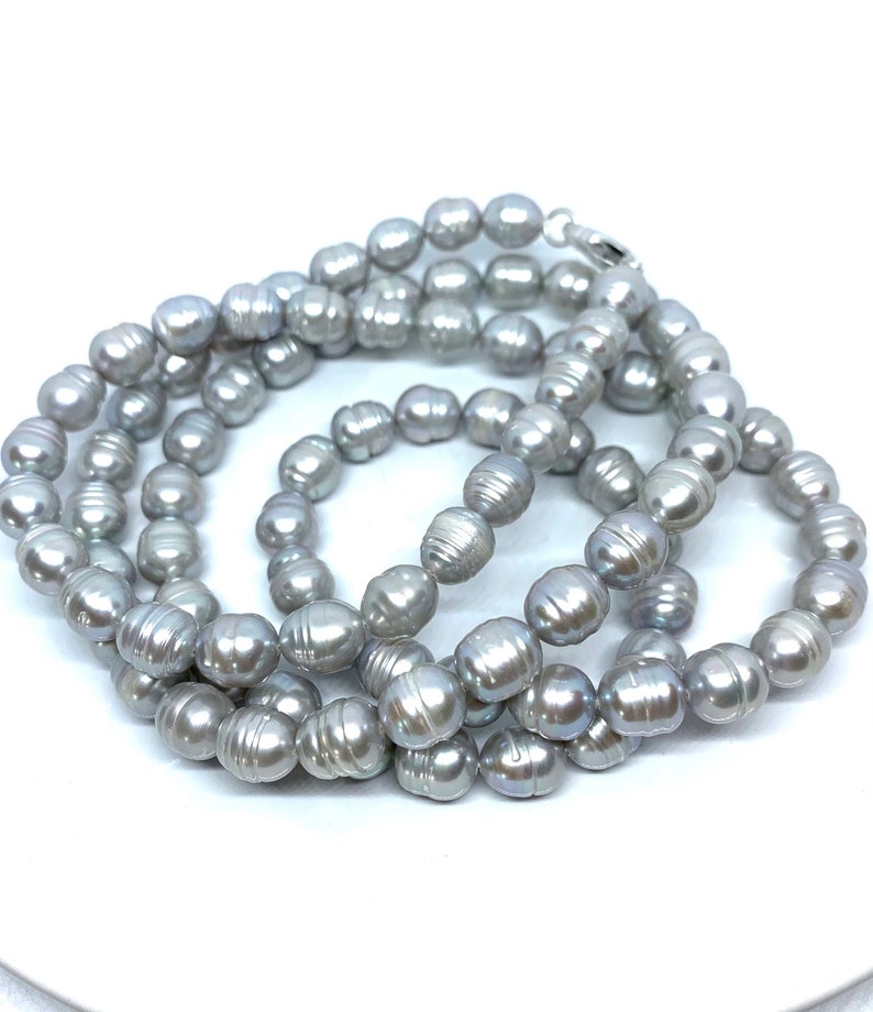 Gray Pearl Honora 36 Ringed Grey Ganuine Pearls Fresh Water Etsy