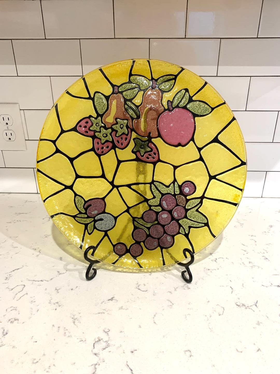 Rare, Libbey Stained Glass Fruit Tray, 1973, Retro, Kitchenware