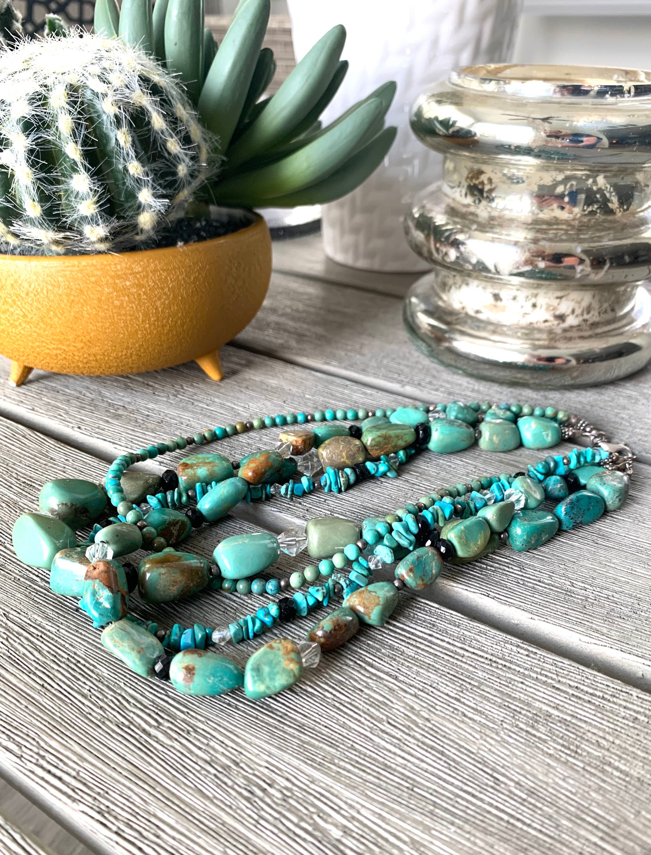 Silpada Turquoise Necklace 4 Strands Chunky Designer Silver