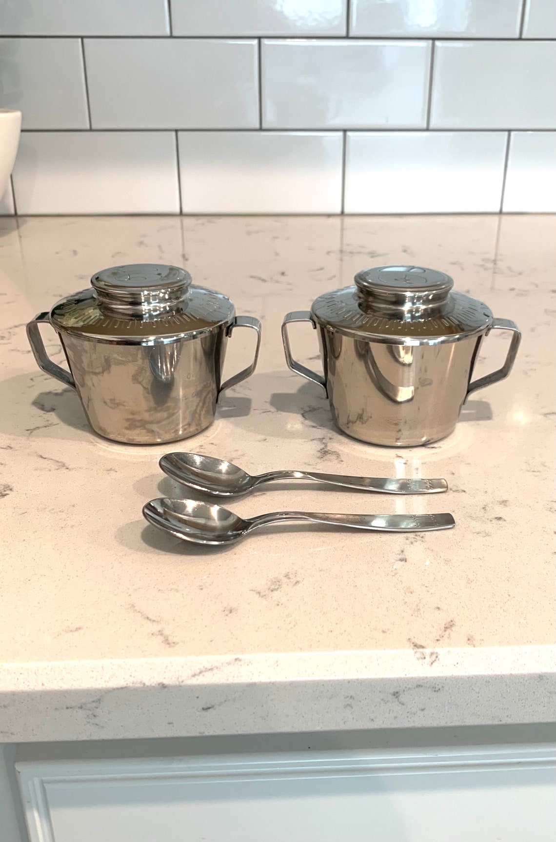 Vintage Condiment Set Cook O Matic Chrome Spoons Etsy UK