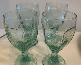 Libbey Aqua/Green Chivalry Glasses, set of four, 12 oz glasses, retro, barware, iced tea glass, drinkware, water goblets