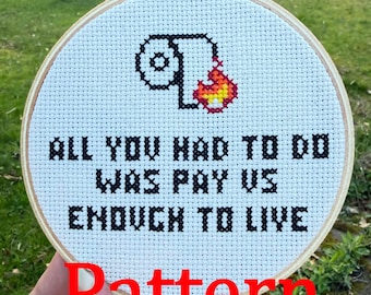 All you had to do was pay us enough to live - PATTERN cross stitch