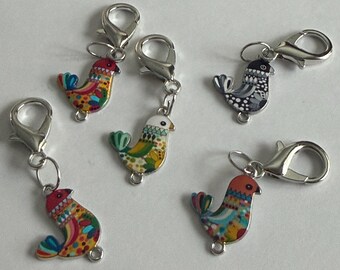 Colorful Fun Birds Crochet stitch markers/progress keepers