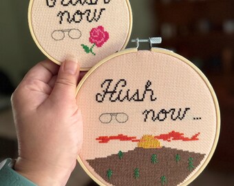 Hush Now Viktor sunset glasses cross stitch
