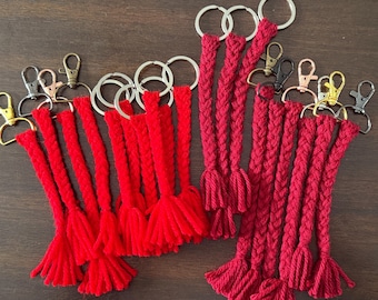 Red Braided Tassel Keychain, Ring or Clasp