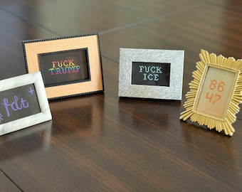 Anti Trump Anti Ice 8647 Framed Cross Stitch