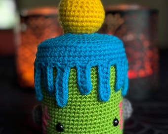 Frankenstein Candle handmade crochet candle Halloween