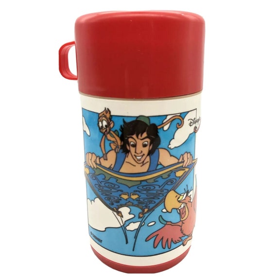 Disney's Aladdin Vintage Lunch Box Thermos 1986 Red T… Gem