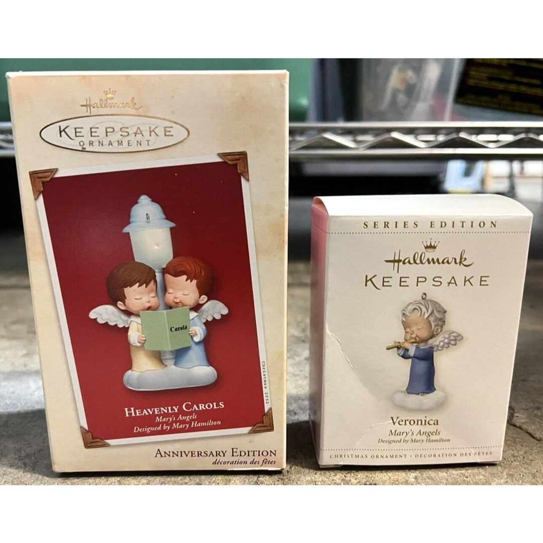 Hallmark Mary's Angels 2006 Veronica and 2002 Heavenly Carols Ornaments