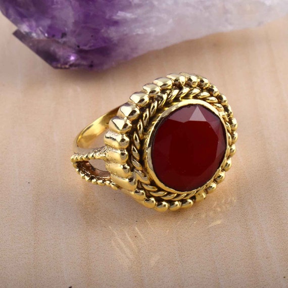 Details about   Natural Red Onyx & Amethyst Gemstone Ring 925 Sterling Silver Ring Handmade Ring