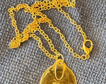 Pendant from recycled sterling silver spoon with 24ct gold plating