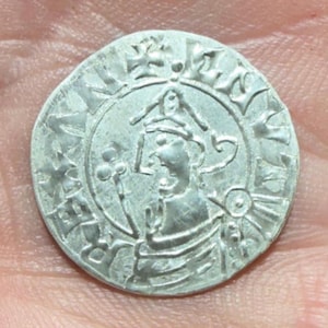 Penny d'argento anglosassone medievale – Re Canuto (circa 1029-1035 d.C.) Facsimile