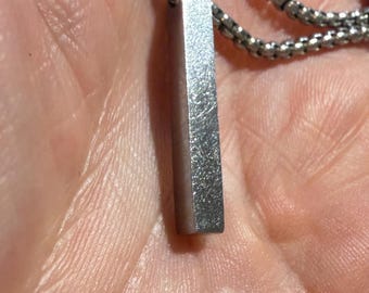 Minimalist Bar Pendant Necklace | Silver-Tone Metal | Geometric Unisex Pendant | Chain Included