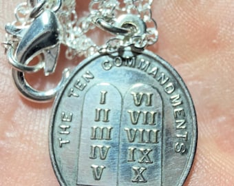 Vintage Ten Commandments & Lord’s Prayer Pendant Necklace
