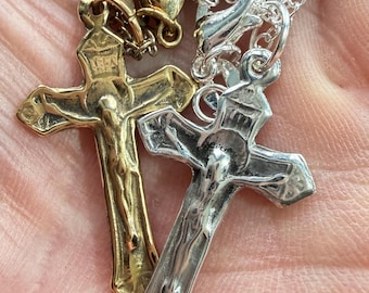 Gold or Silver Crucifix Necklace