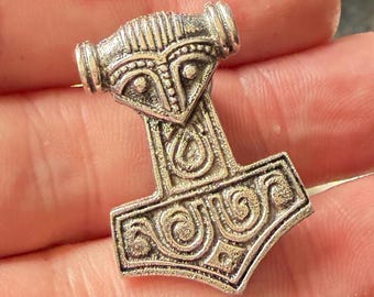 Thor’s Hammer Lapel Pin, Viking Mjolnir Brooch - Hand Made from Recycled Sterling Silver