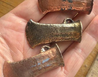 Iron Age Axe Pendant Copper Plated Necklace Small Axe Charm Handmade Patina Finish 5cm