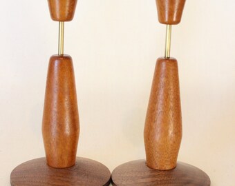 Candlesticks, Walnut, Mahogany and Brass