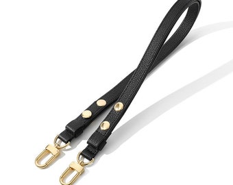 High quality Leather Tote bag strap 1.5cm Black Leather purse strap Replacement Leather shoulder strap