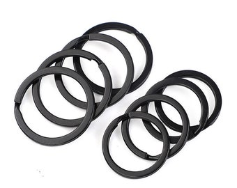 10pcs 25mm 28mm 30mm 32mm 35mm Black Keyring split ring Flat Split Key Ring Black Split Keyring