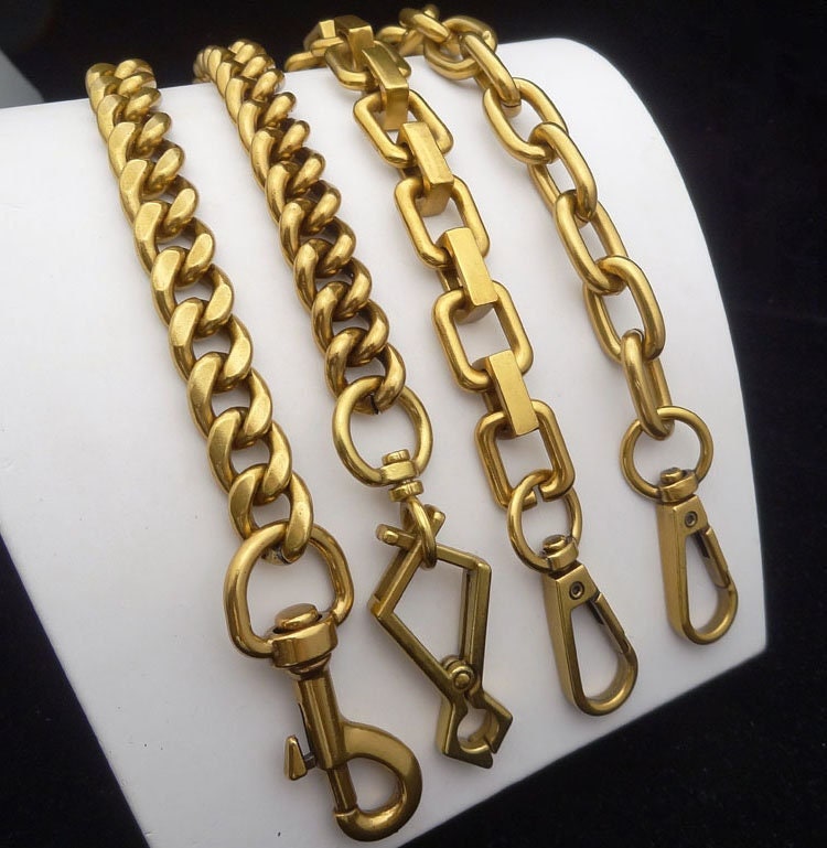 Classic GOLD Chain Bag Strap With Leather Weaved/threaded Through