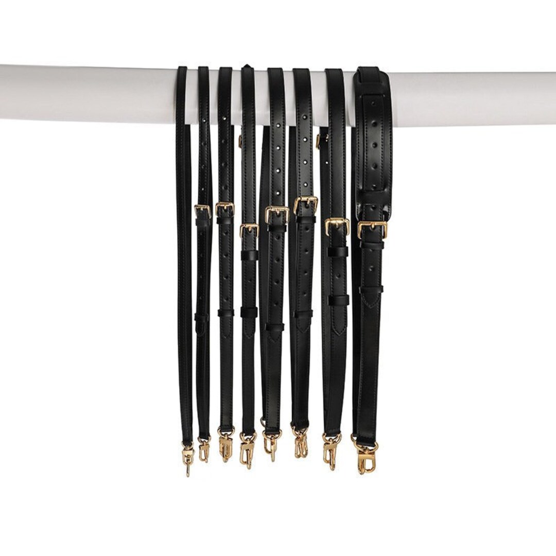 Black Leather Bag Strap 1cm 1.2cm 1.5cm 1.8cm 2cm 2.5cm High Quality